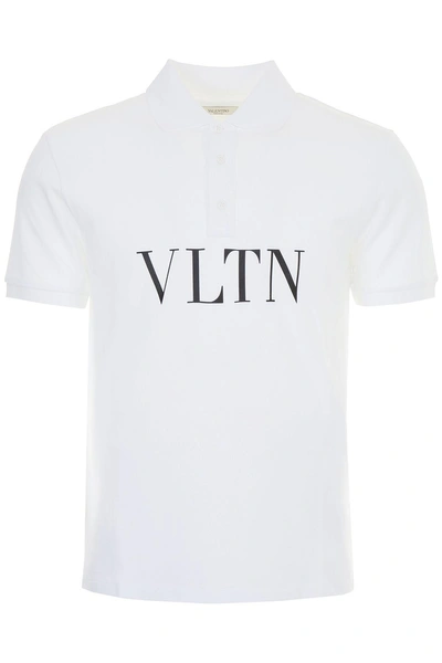 Shop Valentino Vltn Polo Shirt In Biancobianco