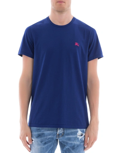 Shop Burberry Blue Cotton T-shirt