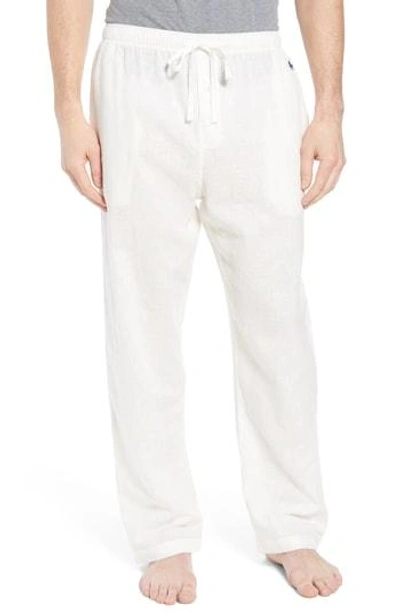 Shop Polo Ralph Lauren Walker Plaid Cotton & Linen Pajama Pants In Nevis/ Bright Navy