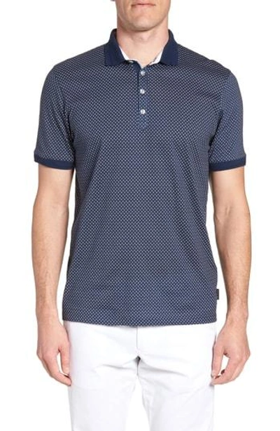 Shop Ted Baker Trim Fit Geo Polo In Navy