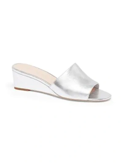 Shop Loeffler Randall Tilly Leather Wedge Sandals In Silver