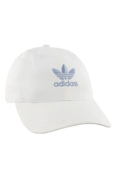 Shop Adidas Originals Originals Relaxed Strap-back Cap - White In White/ Chalk Blue
