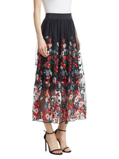 Shop Maje Jamie Bottom Floral Skirt In Black
