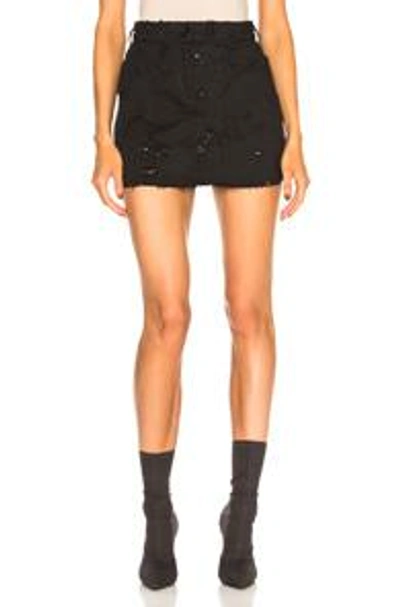 Shop Ann Demeulemeester Distressed Denim Skirt In Black