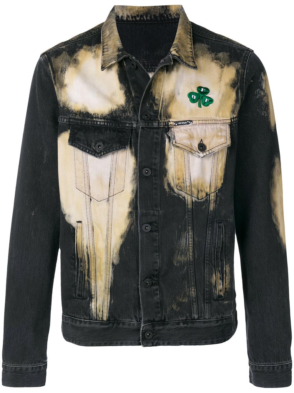 black and white jean jacket