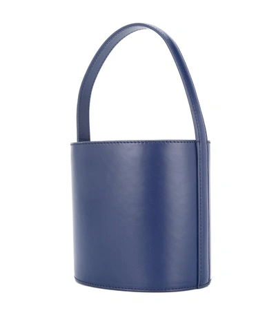 Shop Staud Navy Bissett Leather Bucket Bag