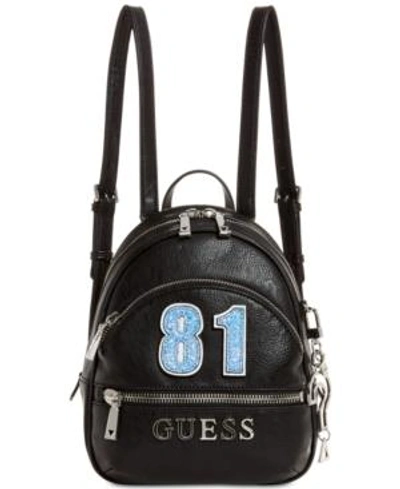 Shop Guess Manhattan Small Backpack In Black/silver