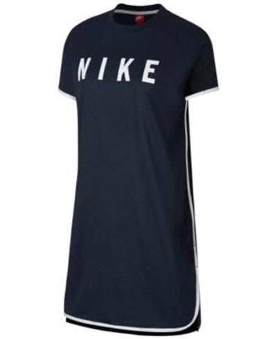 Shop Nike Sportswear Mesh Dress In Obsidian/white