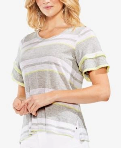 Shop Vince Camuto Tiered Fringe T-shirt In Grey Heather