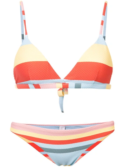 Shop Asceno Striped Bikini - Multicolour