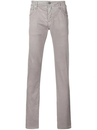 Shop Jacob Cohen Denim-style Straight Leg Trousers - Grey
