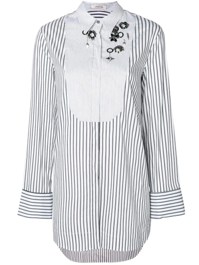 Shop Dorothee Schumacher Embellished Striped Longline Shirt