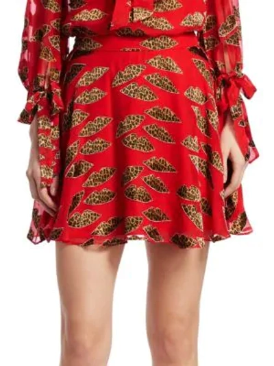 Shop Alice And Olivia Alice + Olivia X Donald Blaise Printed Skater Skirt In Cheetah