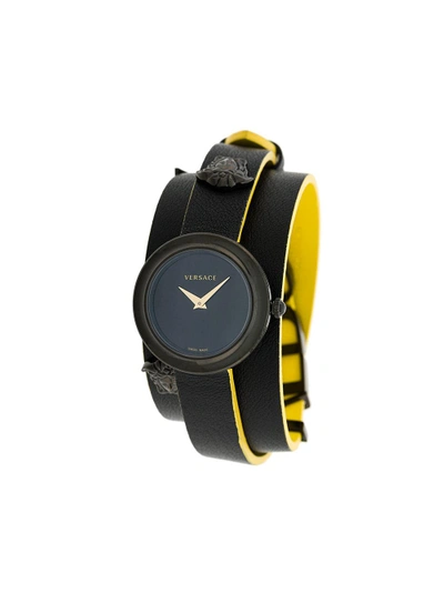 Shop Versace V-flare Watch In Black