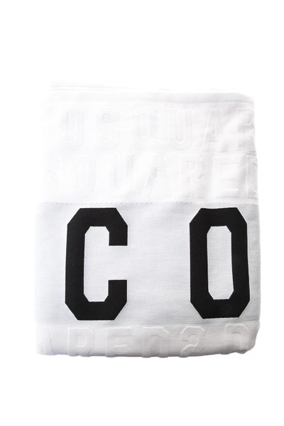 Shop Dsquared2 Icon White Cotton Beach Towel