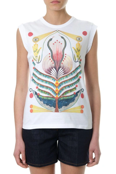 Shop Chloé White Cotton T-shirt With Multicolor Print
