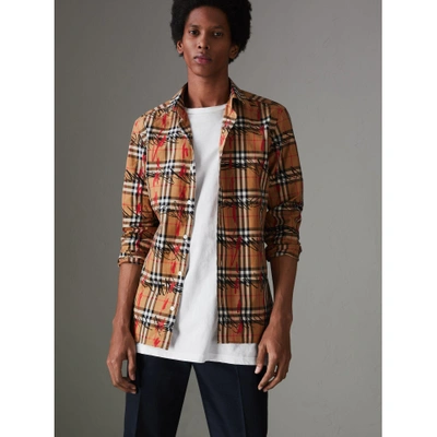 Burberry scribble outlet check cotton shirt