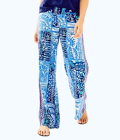 Shop Lilly Pulitzer Womens 33" Bal Harbour Palazzo Pant In Blue Current Sea Sirens Engineered Pant