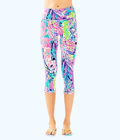 Shop Lilly Pulitzer Womens Upf 50+ Luxletic 21" High Rise Weekender Cropped Pant In Royal Purple Pop Up Toe In