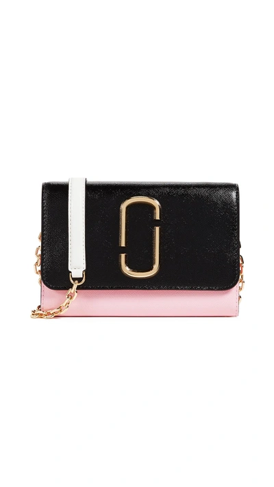 Shop Marc Jacobs Snapshot Wallet On A Chain In Black/baby Pink