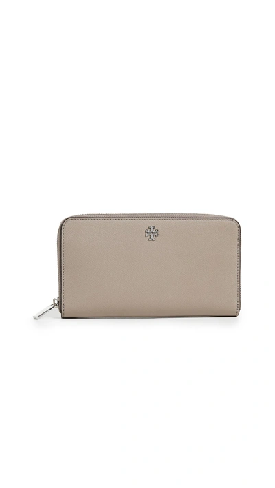 Shop Tory Burch Robinson Zip Continental Wallet In French Gray