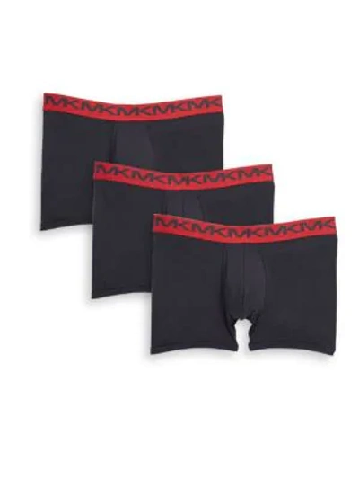 Shop Michael Kors 3-pack Performance Cotton Boxer Briefs In Black