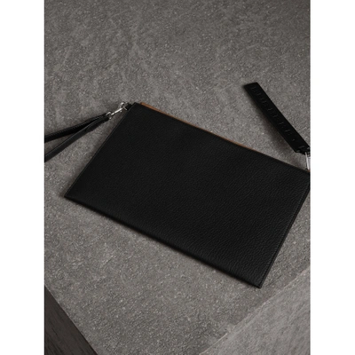 Shop Burberry Grainy Leather Zip Pouch In Black