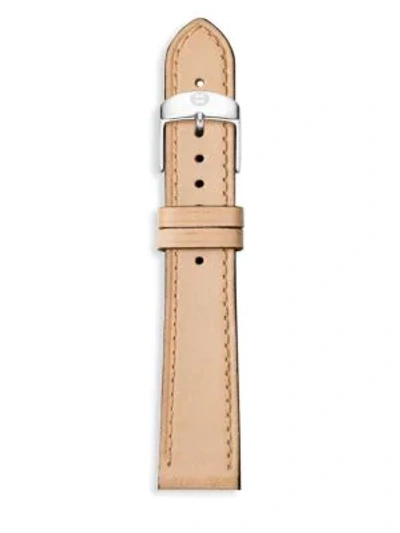 Shop Michele Watches Women's Thin Leather Watch Strap/18mm In Tan