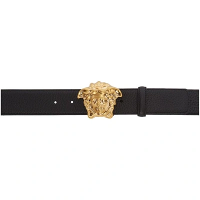 Implementeren bijvoorbeeld Shetland Versace La Medusa Greca Print Reversible Leather Belt In Black | ModeSens