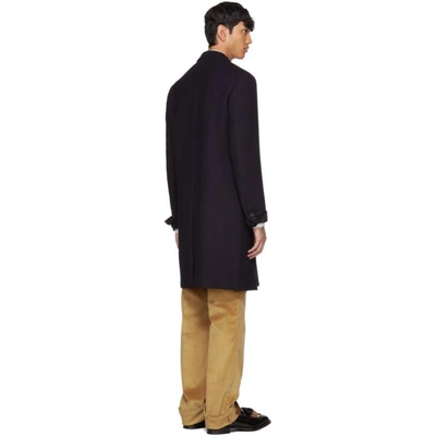 Shop Prada Navy Wool Coat In F0124 Navy