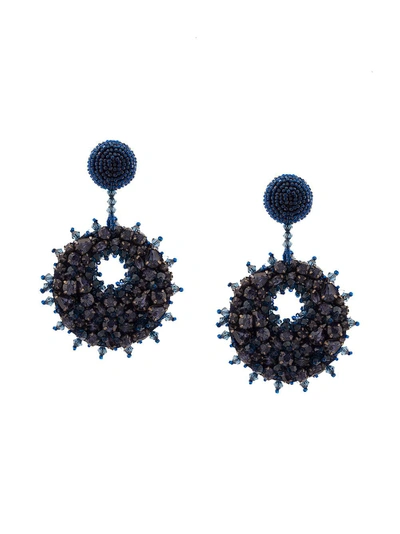 Shop Oscar De La Renta Beaded Crystal Disk Earrings - Blue