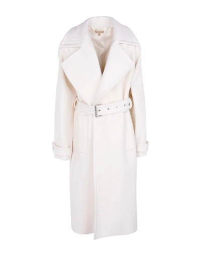 Shop Michael Kors Coat In White