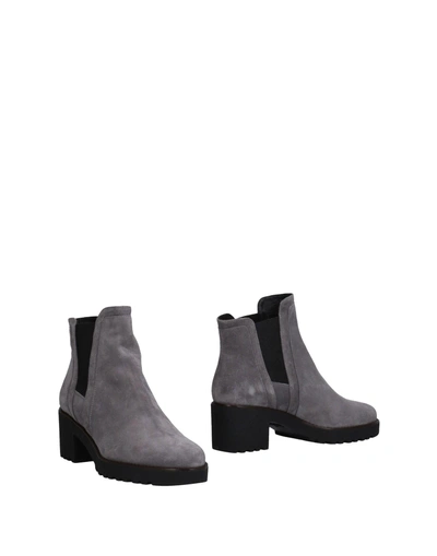 Shop Hogan Woman Ankle Boots Grey Size 9 Leather