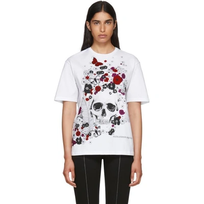 Shop Alexander Mcqueen White Beardsley Skull T-shirt In 0900 - Whit
