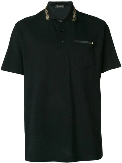 Shop Versace Grecian Detail Polo Shirt