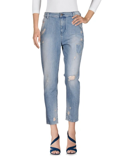 Shop Diesel Woman Jeans Blue Size 27w-32l Cotton, Cow Leather