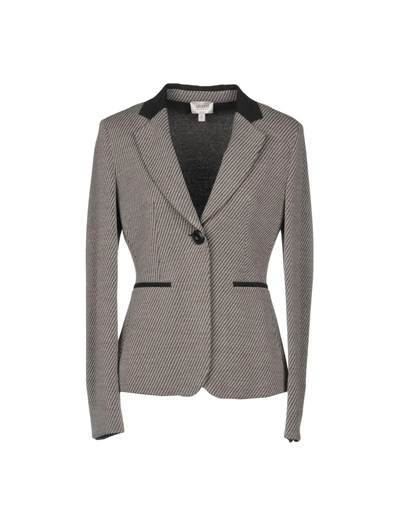 Shop Armani Collezioni Blazers In Dark Brown