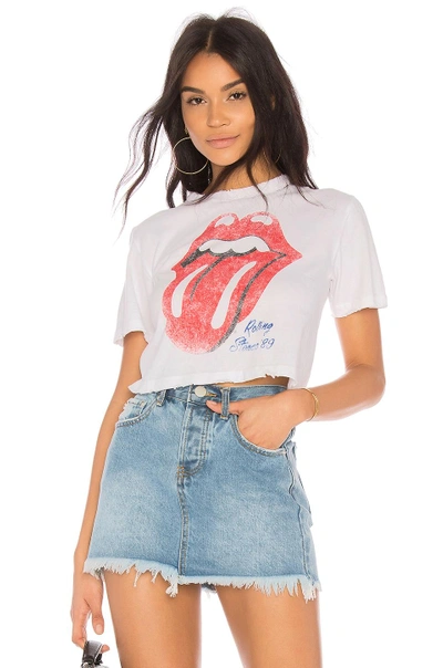 Shop Daydreamer Rolling Stones 89 Tour Rebel Crop Tee In White