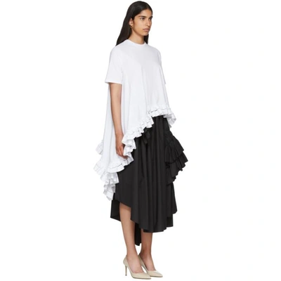 Shop Alexander Mcqueen White Asymmetric Ruffles T-shirt In 9000 - Whit