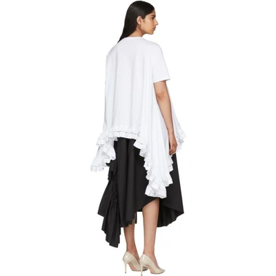 Shop Alexander Mcqueen White Asymmetric Ruffles T-shirt In 9000 - Whit