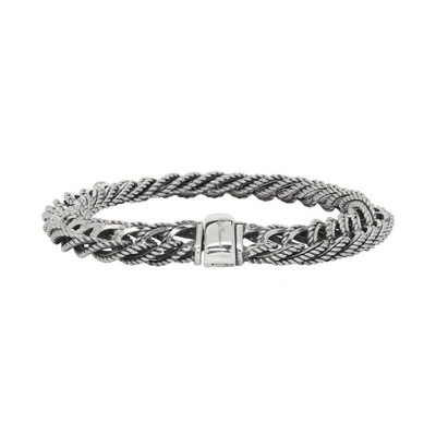 Shop Ugo Cacciatori Silver Braided Curb Chain Bracelet