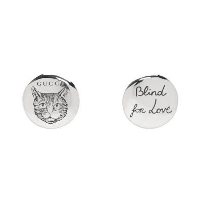 Shop Gucci Silver Blind For Love Earrings In 0701 Silver