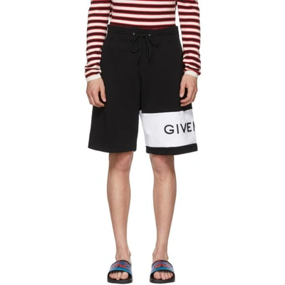 Shop Givenchy Black And White 4g Bermuda Shorts In 001 Black