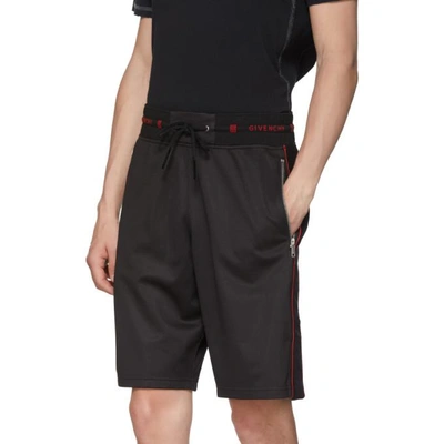 Shop Givenchy Black Sports Logo Bermuda Shorts In 001 Black