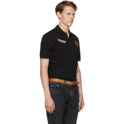 Shop Alexander Mcqueen Black Embroidered Polo In 1000 Black