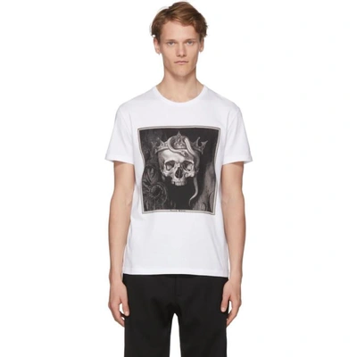 Shop Alexander Mcqueen White Skull Print T-shirt In 0900whtmix