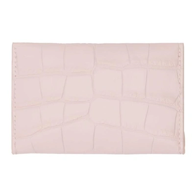 Shop Alexander Mcqueen Pink Croc Envelope Card Holder In 5823 Baby P