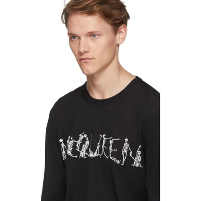 Shop Alexander Mcqueen Black Intarsia Dancing Skeleton Sweater In 1001blkivor