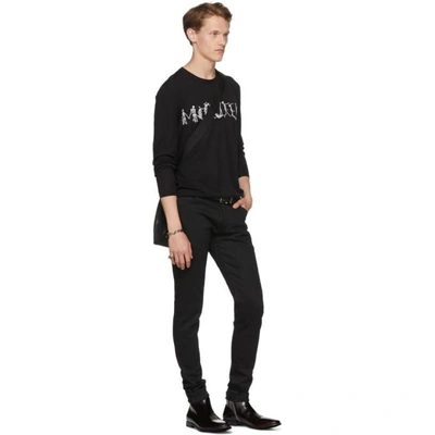 Shop Alexander Mcqueen Black Intarsia Dancing Skeleton Sweater In 1001blkivor