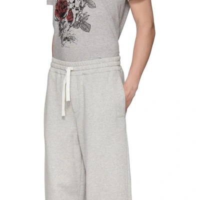 Shop Alexander Mcqueen Grey Organic Brushed Back Lounge Pants In 1401palegry